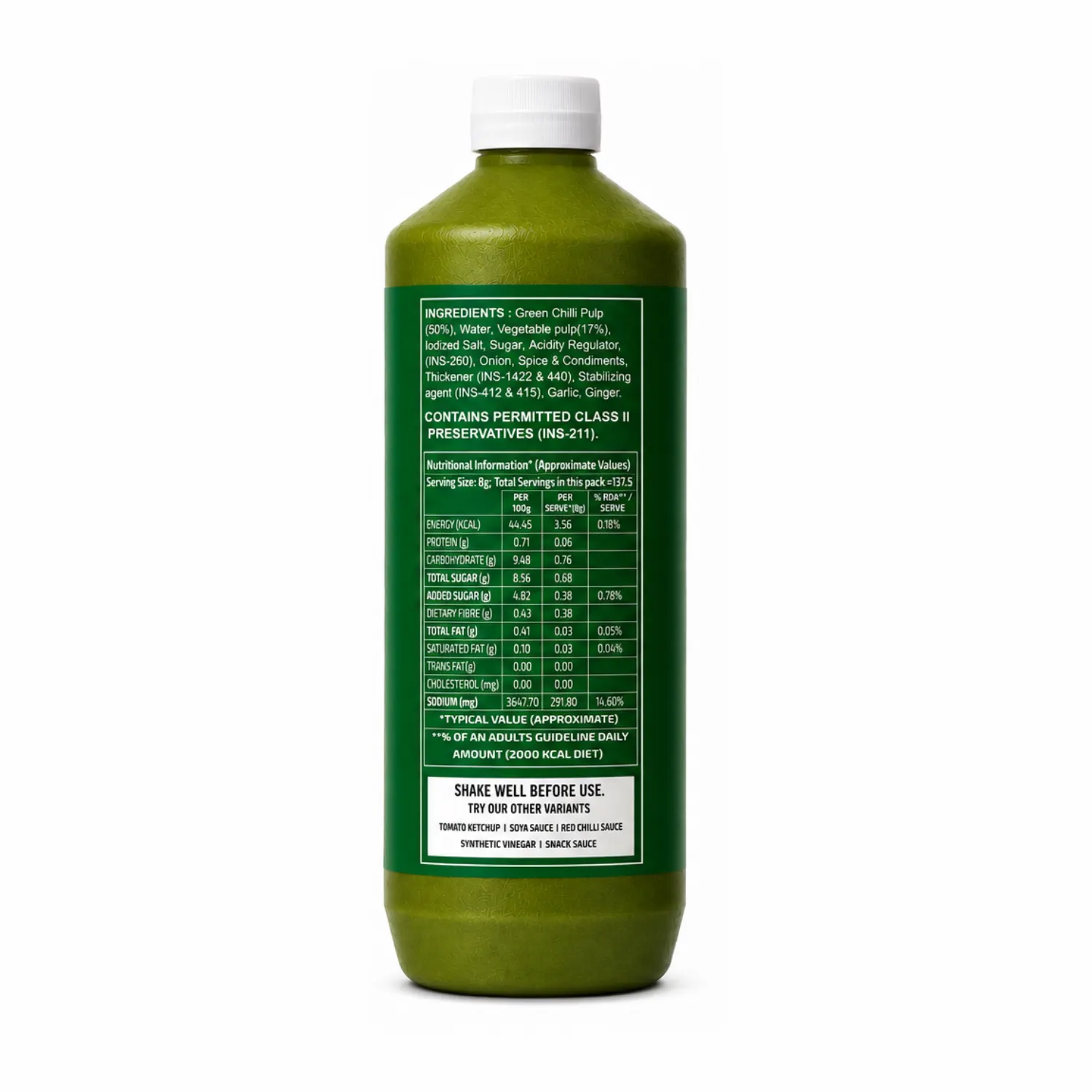 Green Chilli Sauce 1.1 kg - Image 2