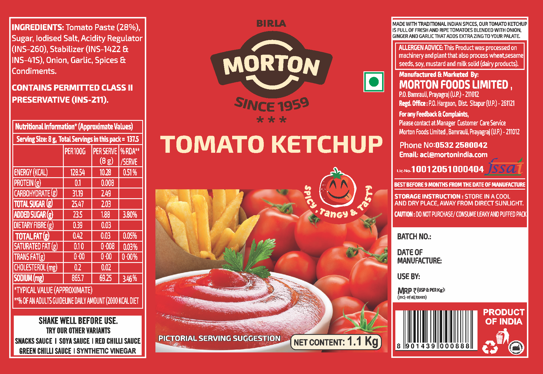 Tomato Ketchup 1.1 kg